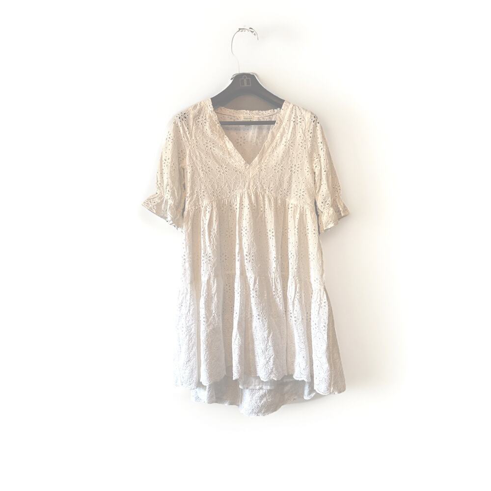 Sundance PXXS White Jasmine Eyelet Lace Tiered Babydoll Cottagecore‎ Oversized